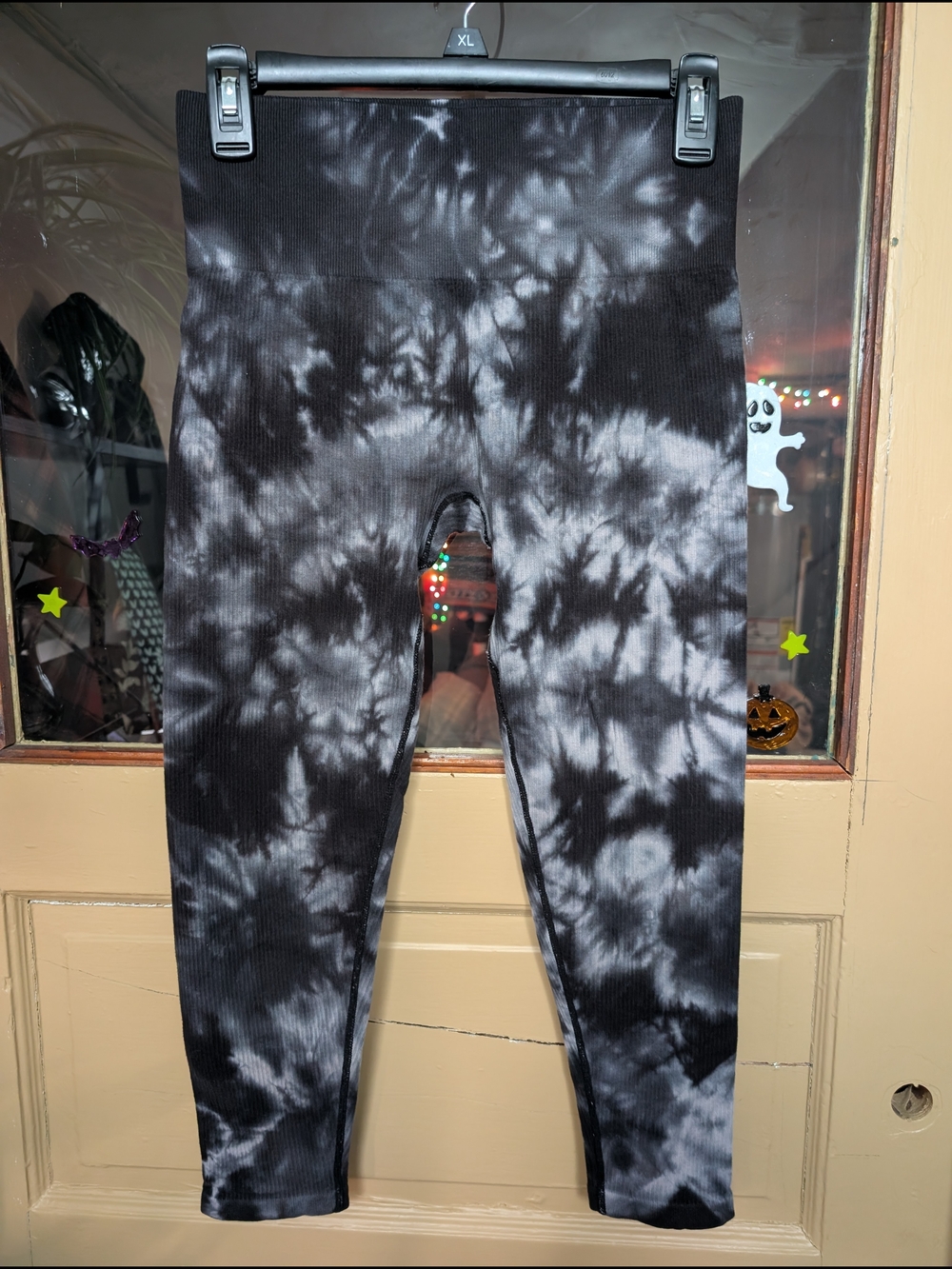 Champion Black & Gray Tie-Dye Ribbed Leggings - Dark Blue/Navy